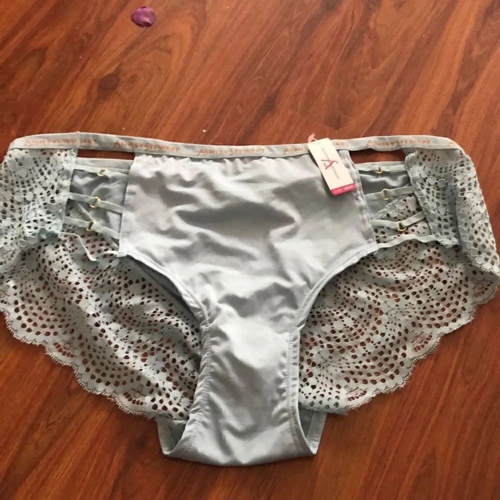 NWT Ashley Stewart. Powder, blue panties with lace size 18/20